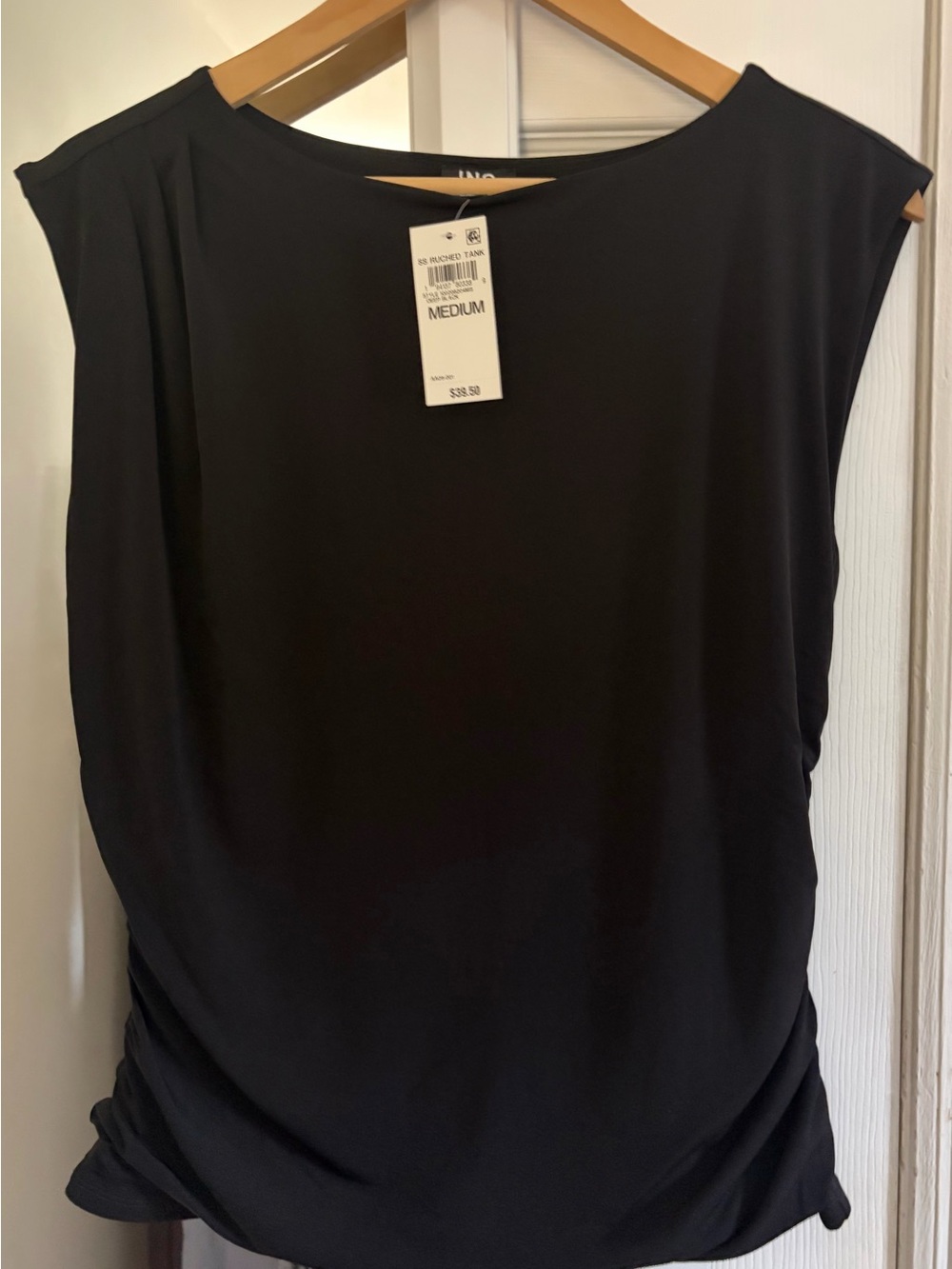 INC International Concepts Black Draped Sleeveless Tank